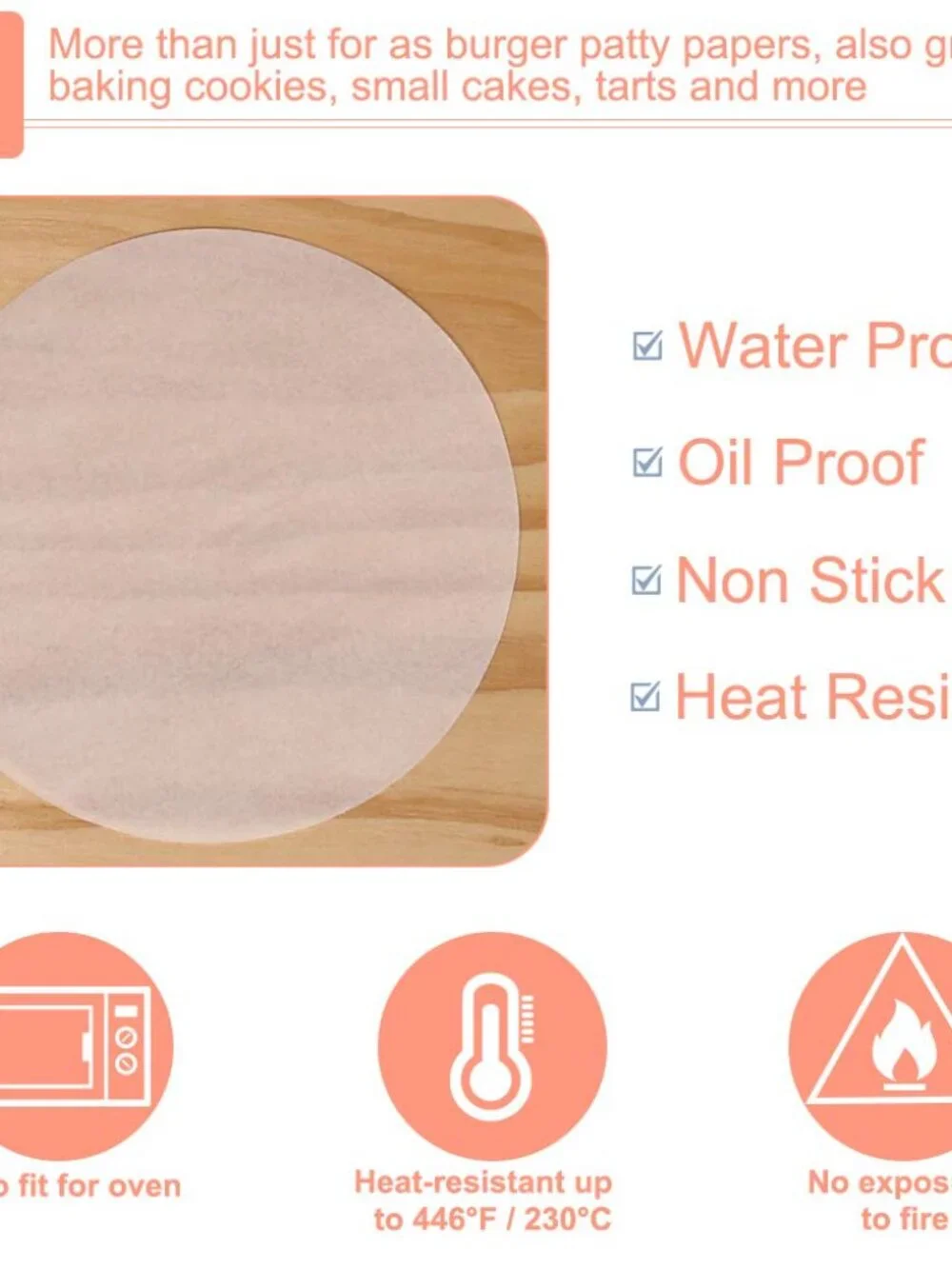 Burger Patty Paper Rounds for 4/4.5 Inch Burger Press, 200pcs 4.5inch Baking Par